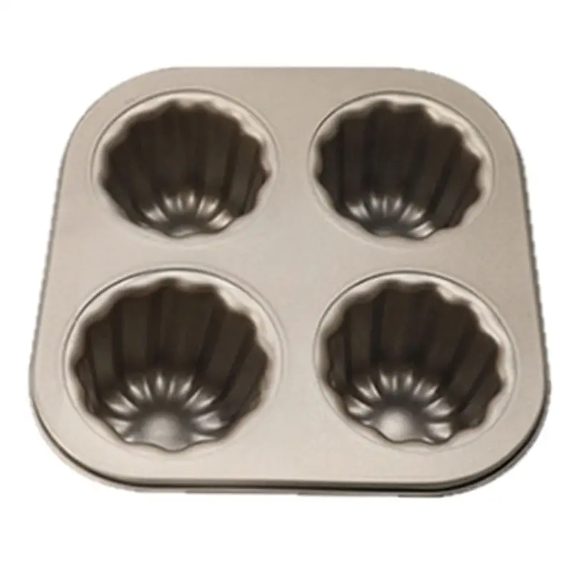 Ac76-4-Cavity Canele Mold Cake Pan, Non-Stick Canele Baking Pan For Oven Carbon…