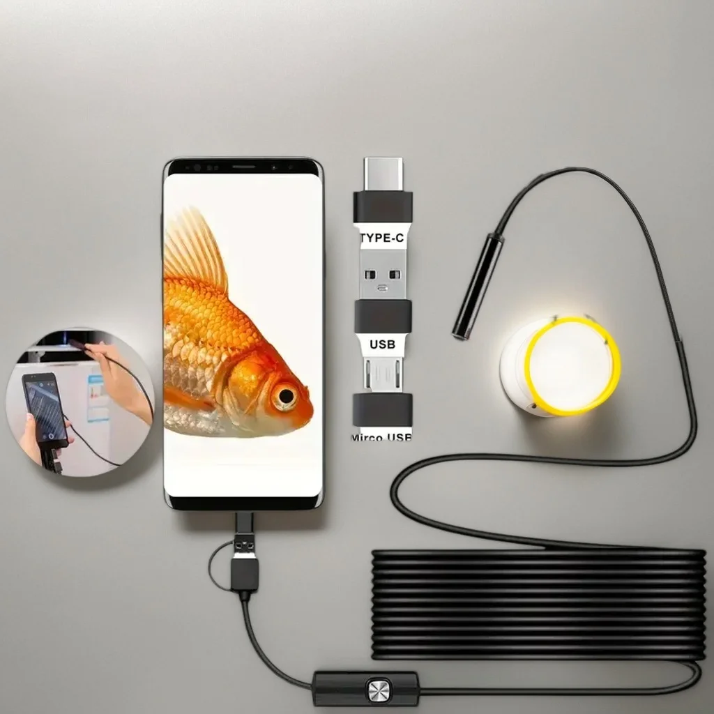 كاميرا المنظار الصغيرة 3 في 1 - كاميرا USB/Android/Type-C على شكل ثعبان للسيارة