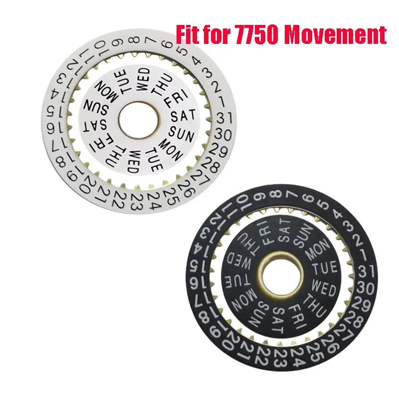 7750 Watch Accessories White Black Vintage Day Week Wheel Calendar Disc Insert Ring Fits for 7750 Automatic Movement Parts