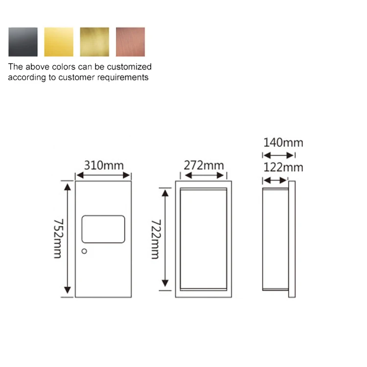 Distributeur d'essuie-mains mural en acier inoxydable mat avec poubelle, porte-papier hygiénique, distributeur de mouchoirs, toilettes professionnelles, salle de bain, 2 en 1