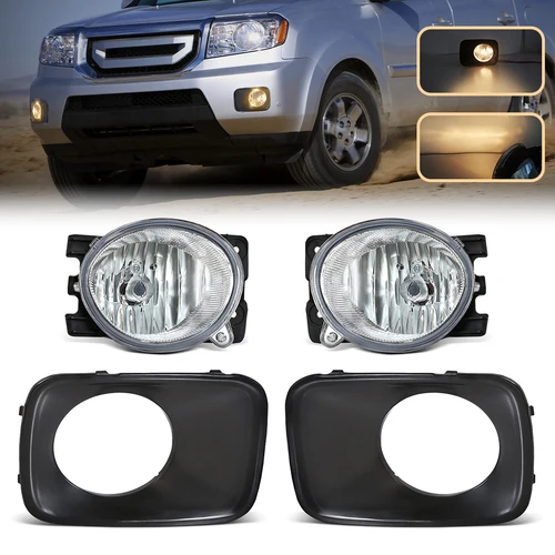 Faros antiniebla para Honda Pilot 2009 2010 2011, luces antiniebla halógenas, luces diurnas, faros de parachoques delantero con cubierta, marco de lámpara antiniebla de 12V