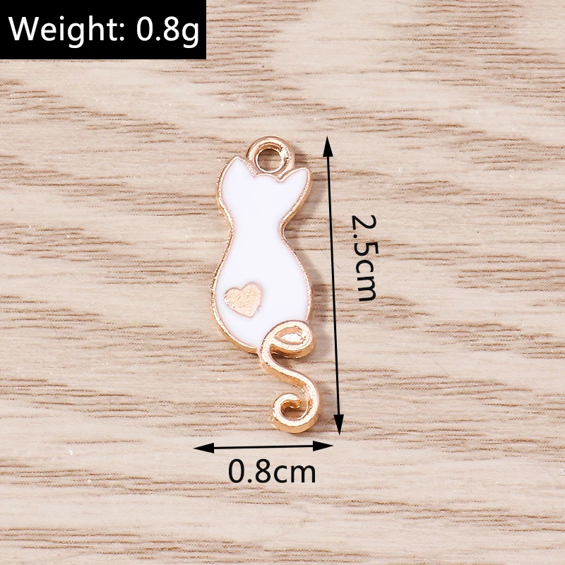 10 teile/los Cartoon Emaille Tier Katze Charms für Frauen DIY Ohrringe Anhänger Halsketten Handgemachte Armband Dekoration Schmuck Machen – Detail 1