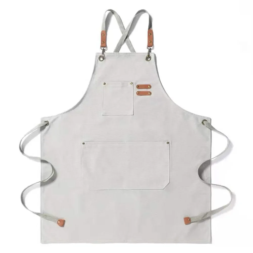 

Breathable Polyester Chef Apron Adjustable Cross Back - Lightweight Apron for Men & Women with Multiple Pockets