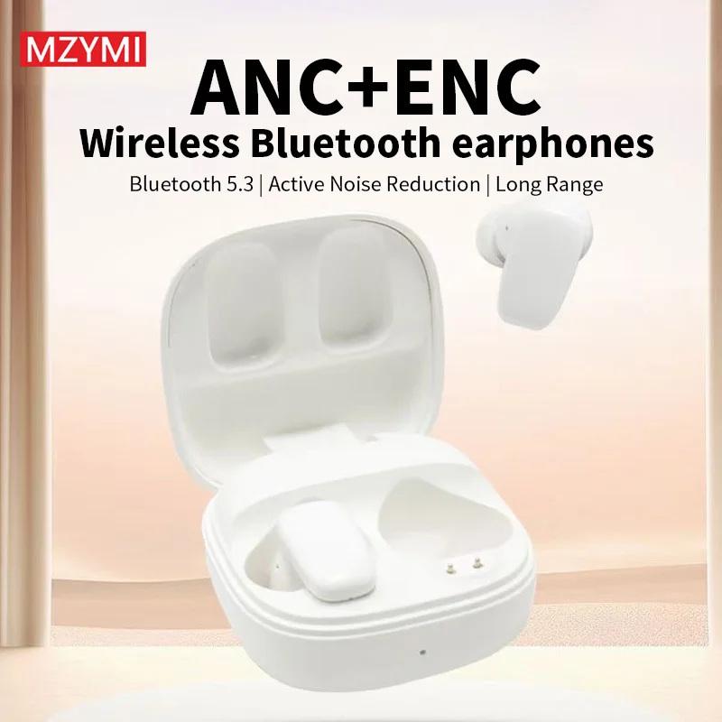 

MZYMI T72 ANC Bluetooth 5.3 Earphones Active Noise Cancelling Wireless In Ear Headphones With Mic For Android iOS