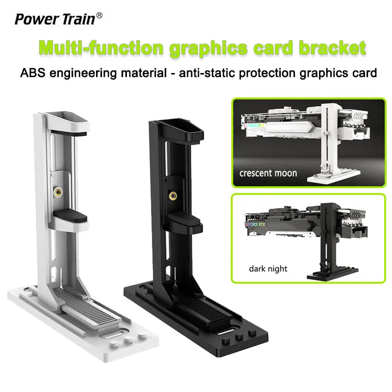 Power Train Computer Graphics Card Bracket Scalable GPU Support Lifting Jack Graphics Card Companion Black White