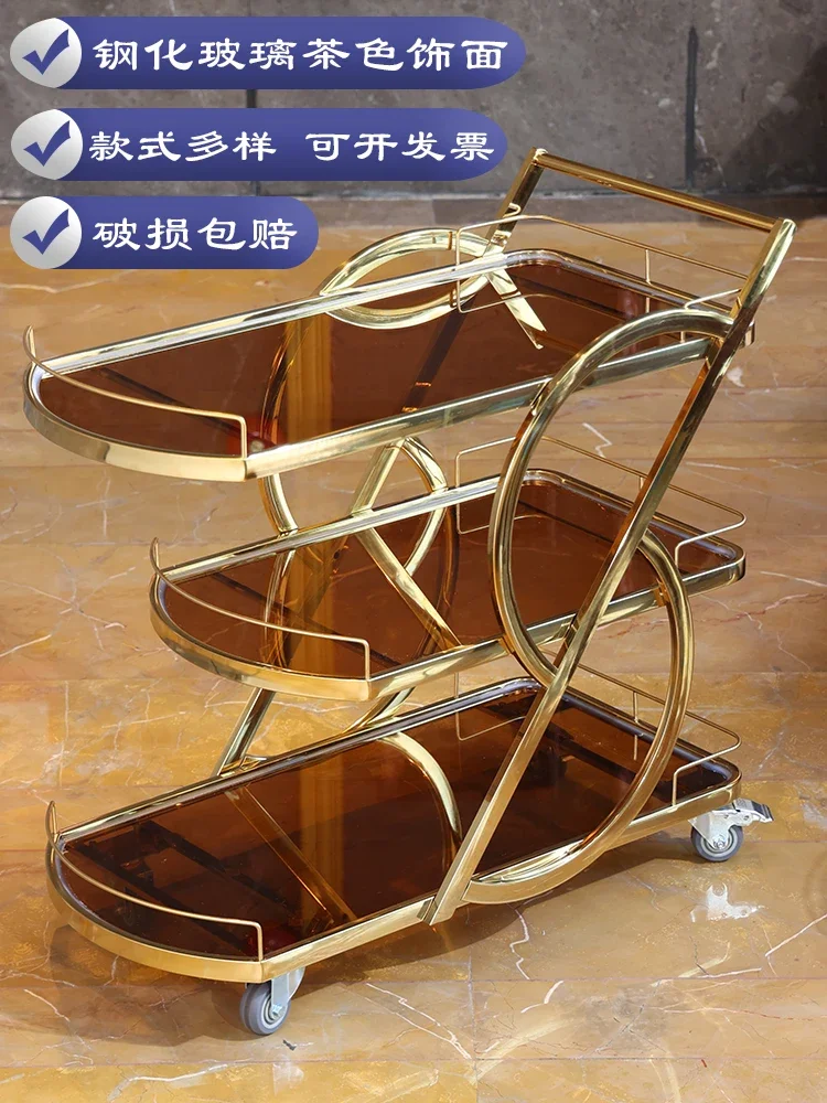 Wine cart, hotel restaurant, multifunctional service cart cake cart, hot pot, dish delivery, large size.