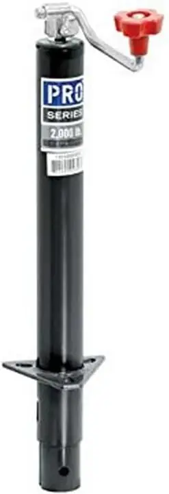 

Pro Series 1401000303 Round Trailer Jack, A-Frame, 2,000 lbs. Lift Capacity, Topwind, Bolt-On, 15 Inch Travel