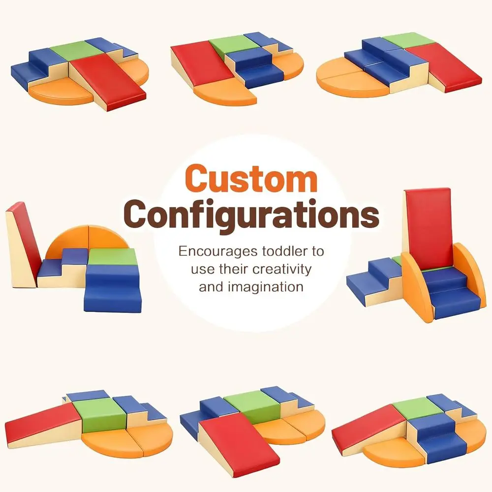 6-częściowy zestaw zabawek do wspinania dla maluchów z miękkiej skóry PU, piankowe klocki do zabawy w siłowni dla niemowląt, zestaw do zabawy w wspinanie się i raczkowania w pomieszczeniach