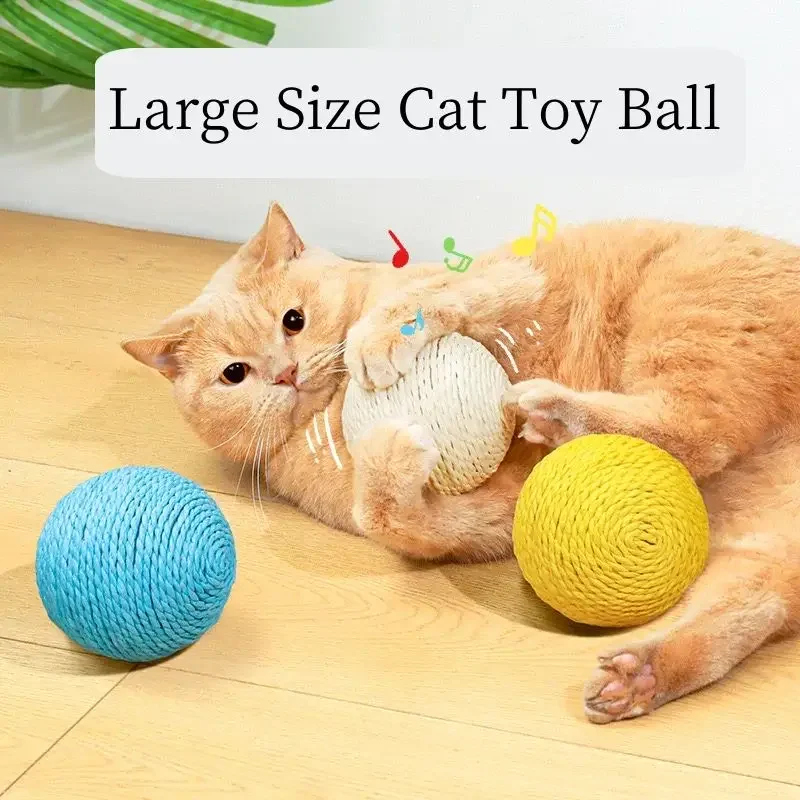 Large Cat Toys Interactive Scratch Chew Ball Handmade Weave Kitty Fun Cat Toy Ball Cat Scratcher Bite Ball Toy Pet Products