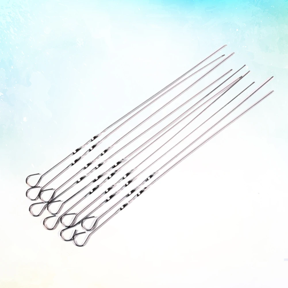 

10pcs 38Cm Stainless Steel Bbq Skewers Flat Long Handle Reusable Durable Grilling Tools For Vegetables Meat Shish Kabob