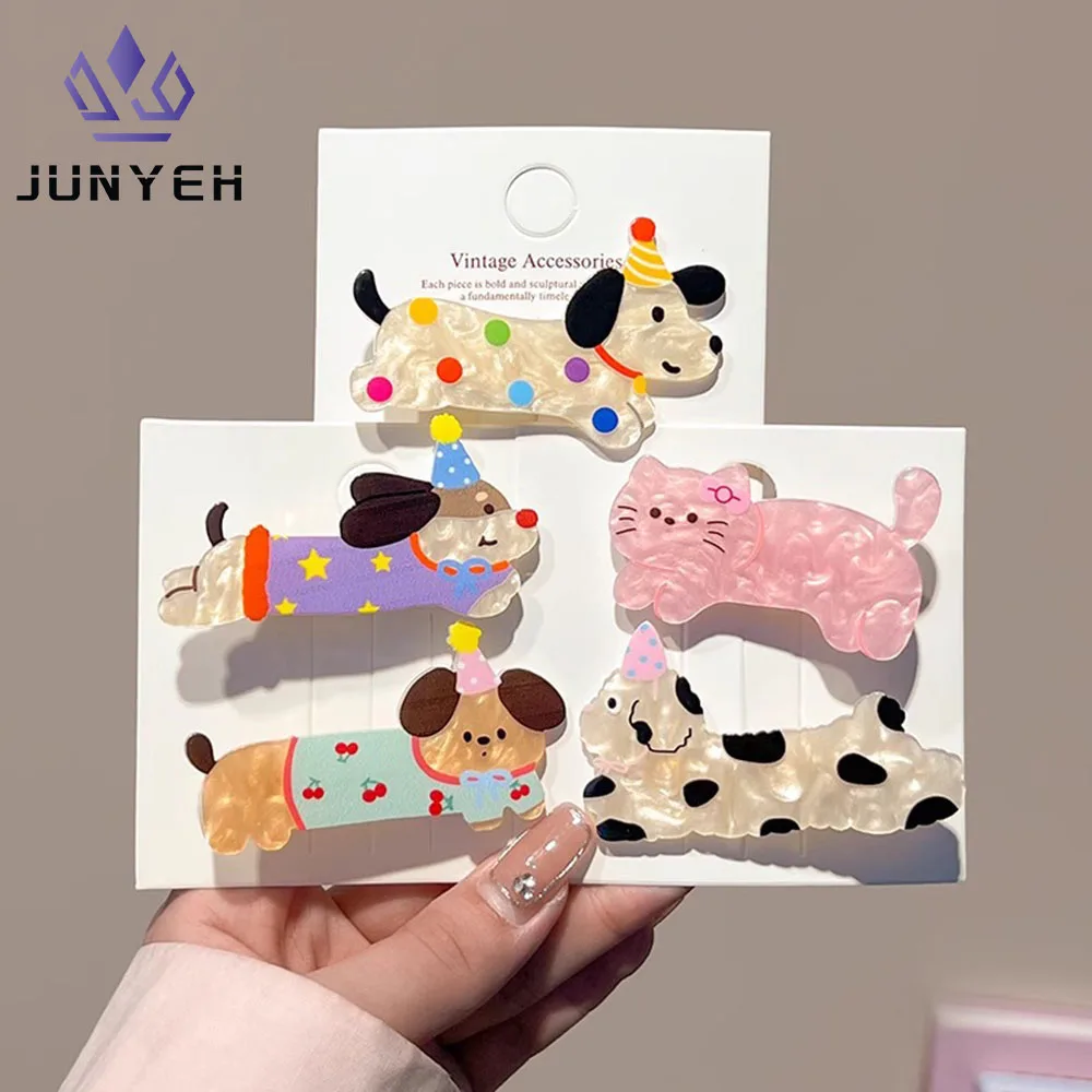 Cartoon Cute Puppy Headwear kitty Hair Clip Akrylowe świąteczne spinki do włosów Sweet Animal Bangs Clip dla dziewczynek Akcesoria do włosów