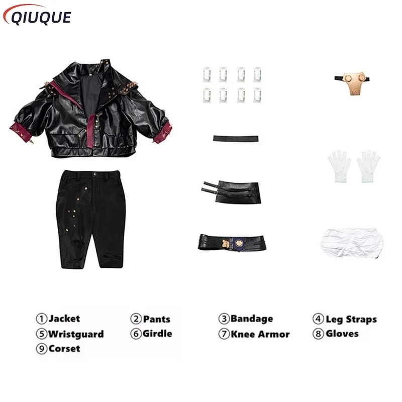 AD1 Anime Arcane Temporada 2 Vi Cosplay disfraz peluca juego LOL The Piltover Enforcer abrigo de cuero negro pantalones Comic Con Suit5 @ rD ~