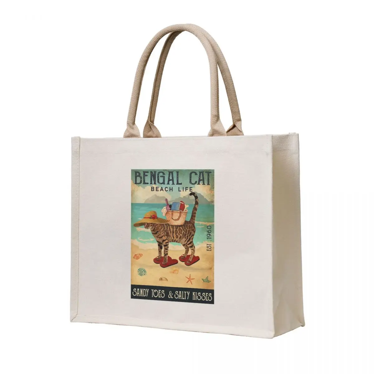Bengal Cat GiftBeach Life Sandy Toes Tote Bag Canvas Women's tote bag free delivery bags Beach bag