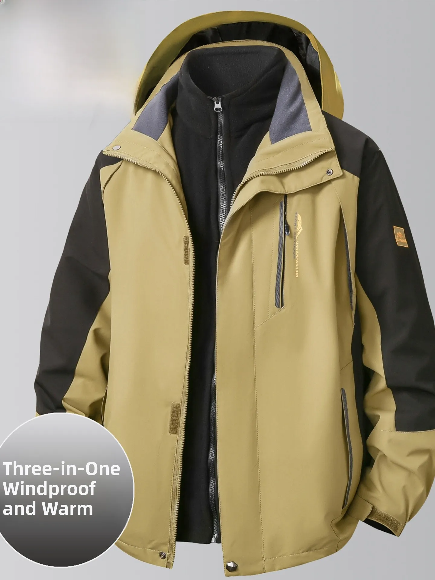 

Pierre Cardin Men's Thiened down Jaet Large Size Detachable Inner Vest Autumn Winter Climbing Clothes Windproof Outdoor J...