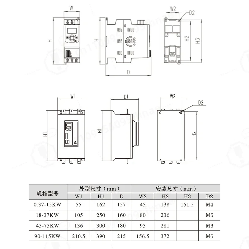 380V Three-phase Motor Between 304-456V Built-in Bypass Soft Starter Cabinet 5.5/7 5/11/15 KW