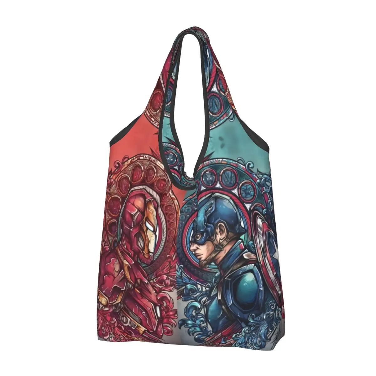 Custom Kawaii Disney Iron Man Marvel Film Shopping Tote Bag Portable Grocery Shopper Shoulder Bag