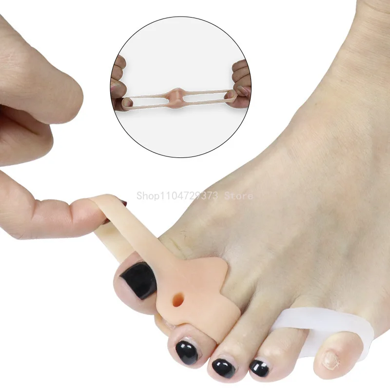 1 paar Silikon Zwei Loch Zehenspreizer Gel Fuß Finger Schutz Bunion Orthopädische Hallux Valgus Schutz Haarglätter Pediküre