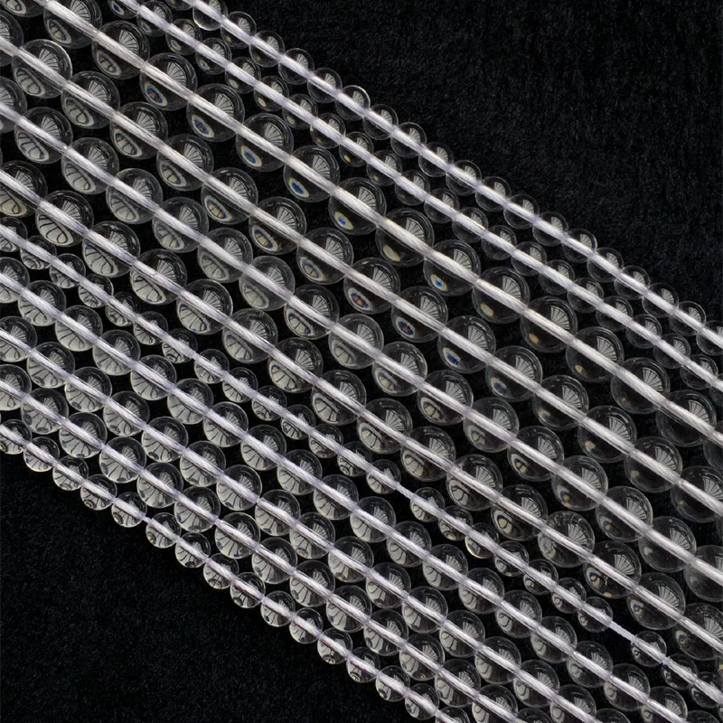 Veemake Natürlicher klarer Quarz, weißer Kristall, facettierte runde lose Perlen für die Schmuckherstellung, 4–20 mm Bergquarz 05663 – Detail 2