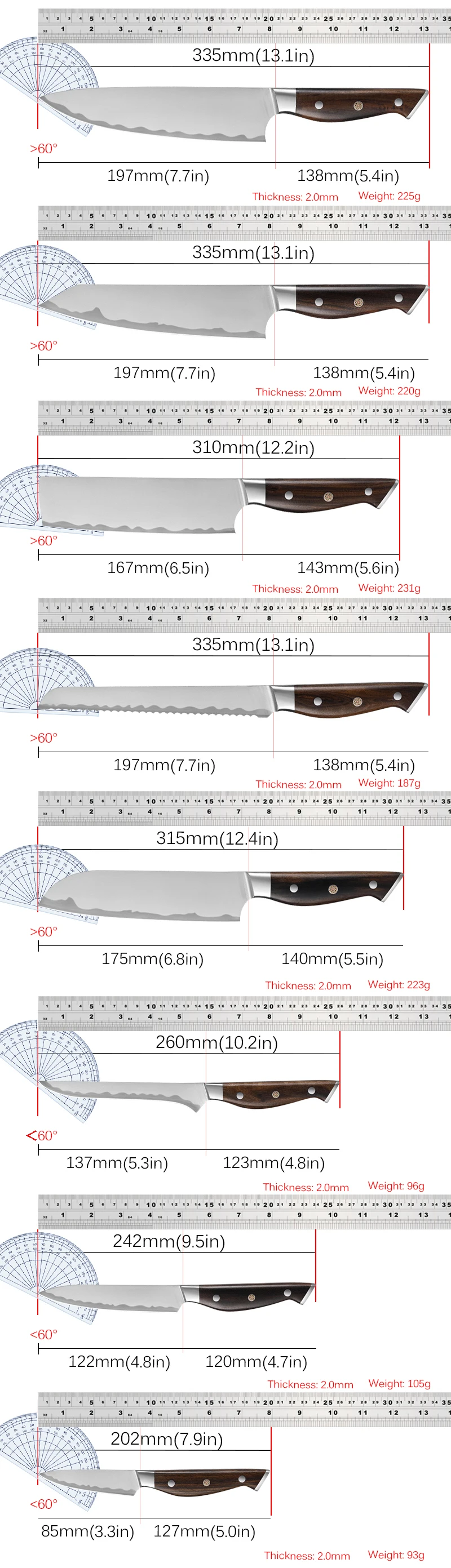 Professional Japanese Chef Knife Set Stainless Steel Forged Kitchen Santoku Fish Knives Butcher Meat Cleaver Boning Bread Knife