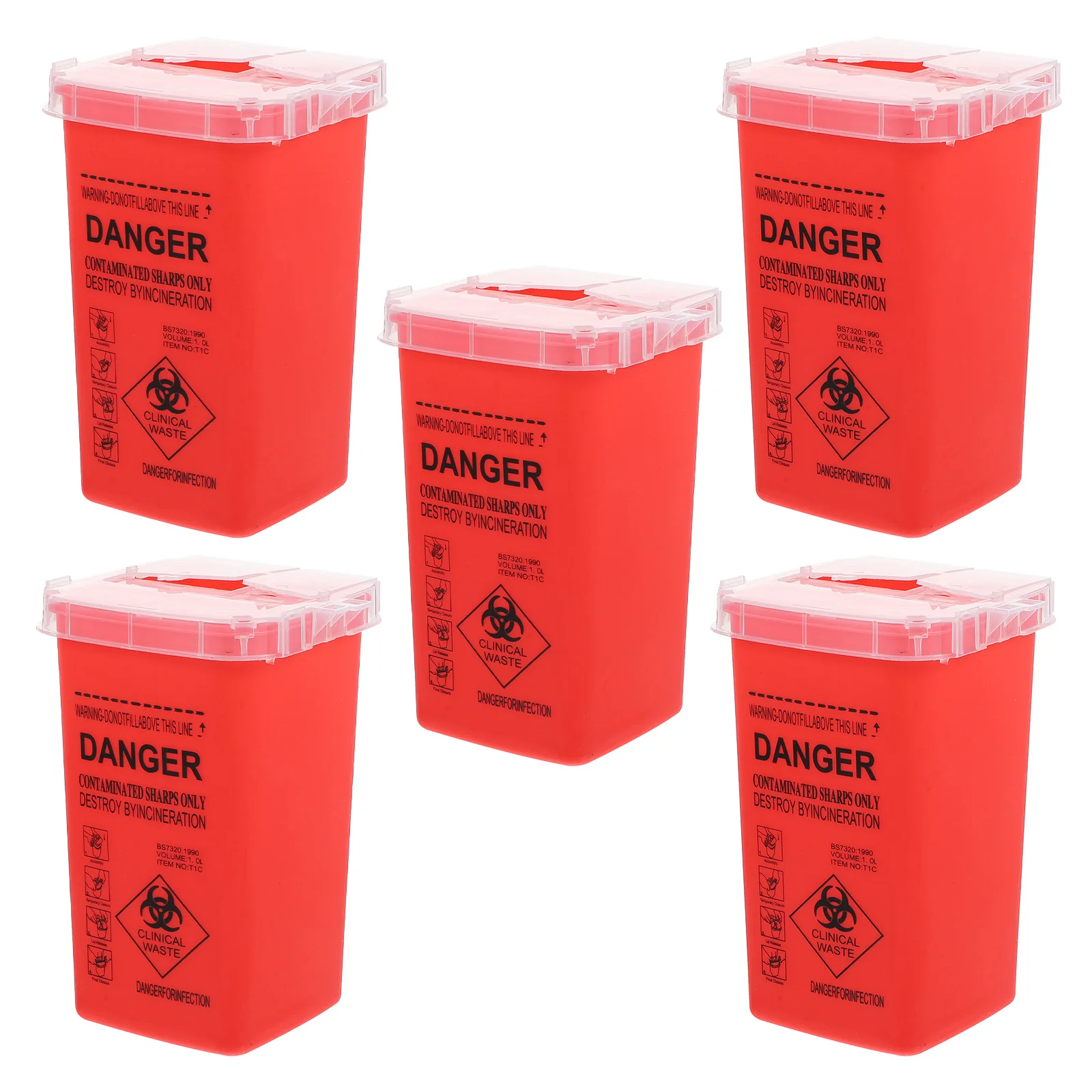 

5Pcs Sharps Disposal Container Bright Red Needle Waste Storage Bin for Tattoo Shops Clinics Portable Used Needle Collector Small