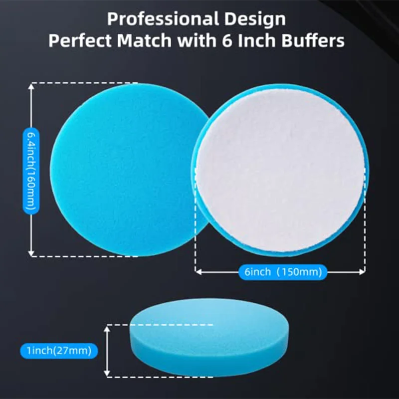 6 Inch Buffing & Polishing Pad Kit 10 Pcs Car Foam Sponge Pads and Polishing Bonnets for Car Polisher Compounding Waxing