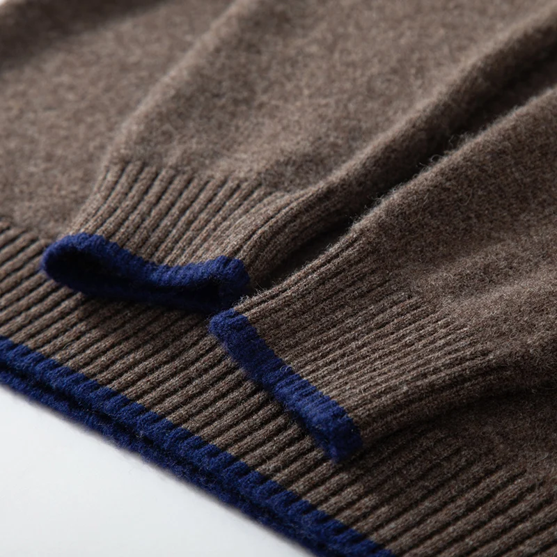 Suéter clásico de lana merina de 100% para hombre, nuevo estilo, Otoño Invierno, cuello redondo, suave, grueso, cálido, Jersey para hombre, suéter, Top de punto informal, ropa