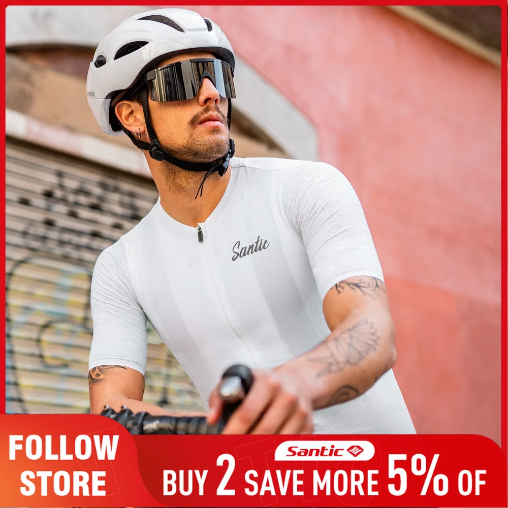 santic-men's-cycling-jersey-summer-uv-protection-biker-short-sleeved-tops-quick-dry-breathable-outdoor-mtb-road-riding-jerseys