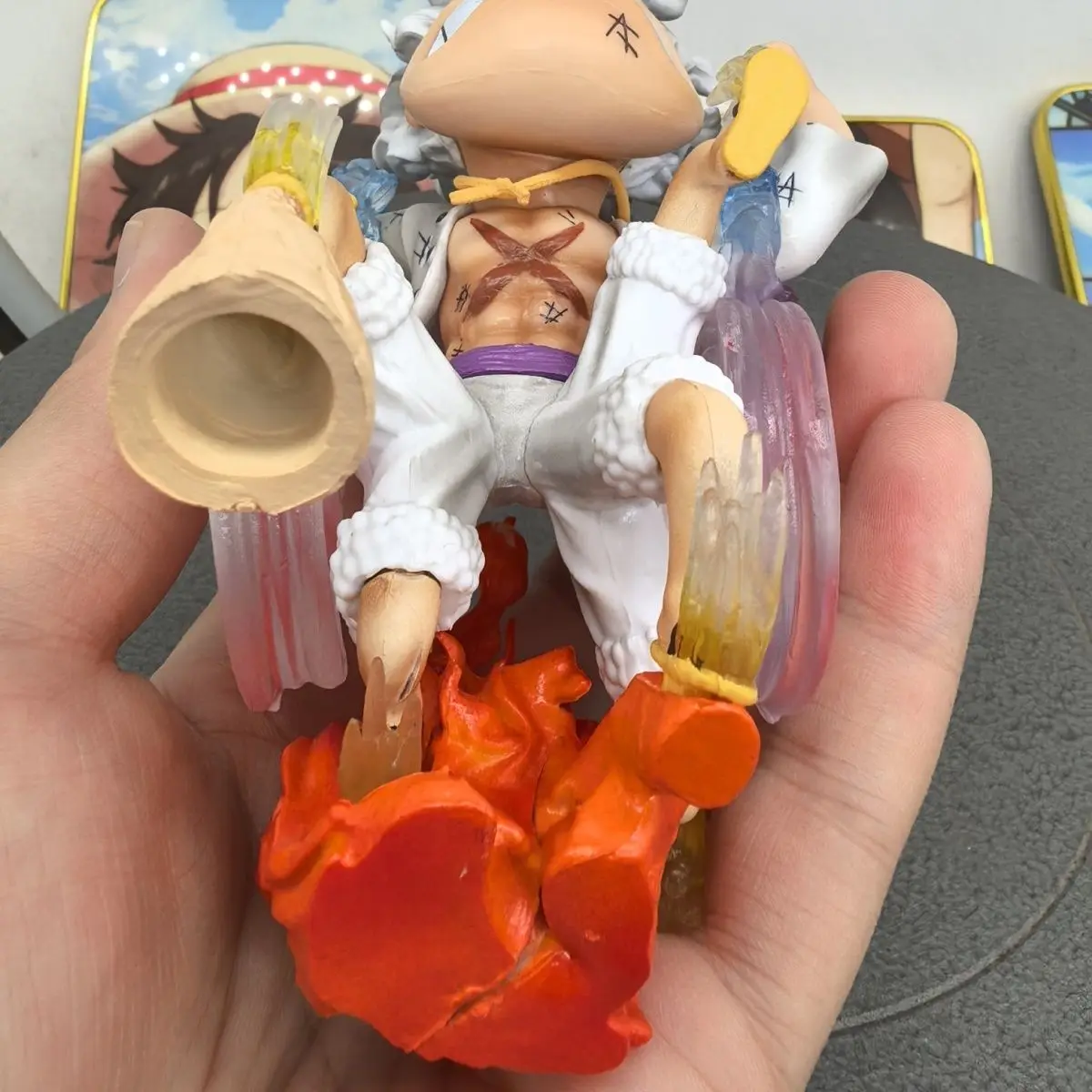 Anime One Piece Nica Luffy cinco velocidades viento y rueda de fuego Luffy figura de acción modelo juguete adorno de escritorio regalo de cumpleaños