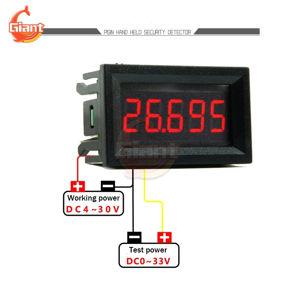 Digital Voltmeter Ammeter 3 Wire DC 0-33.000V 5-Digits Bit High Precision Voltage Current Meter Tester Detector Red/Blue/Green