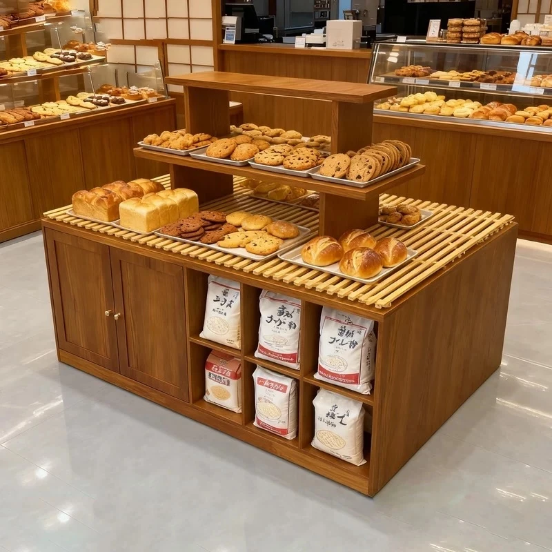 custom.Custom LED Heavy Duty Bakery Display Cabinet with Glass Luxury Iron Retail Counter Supermarket Bread Display