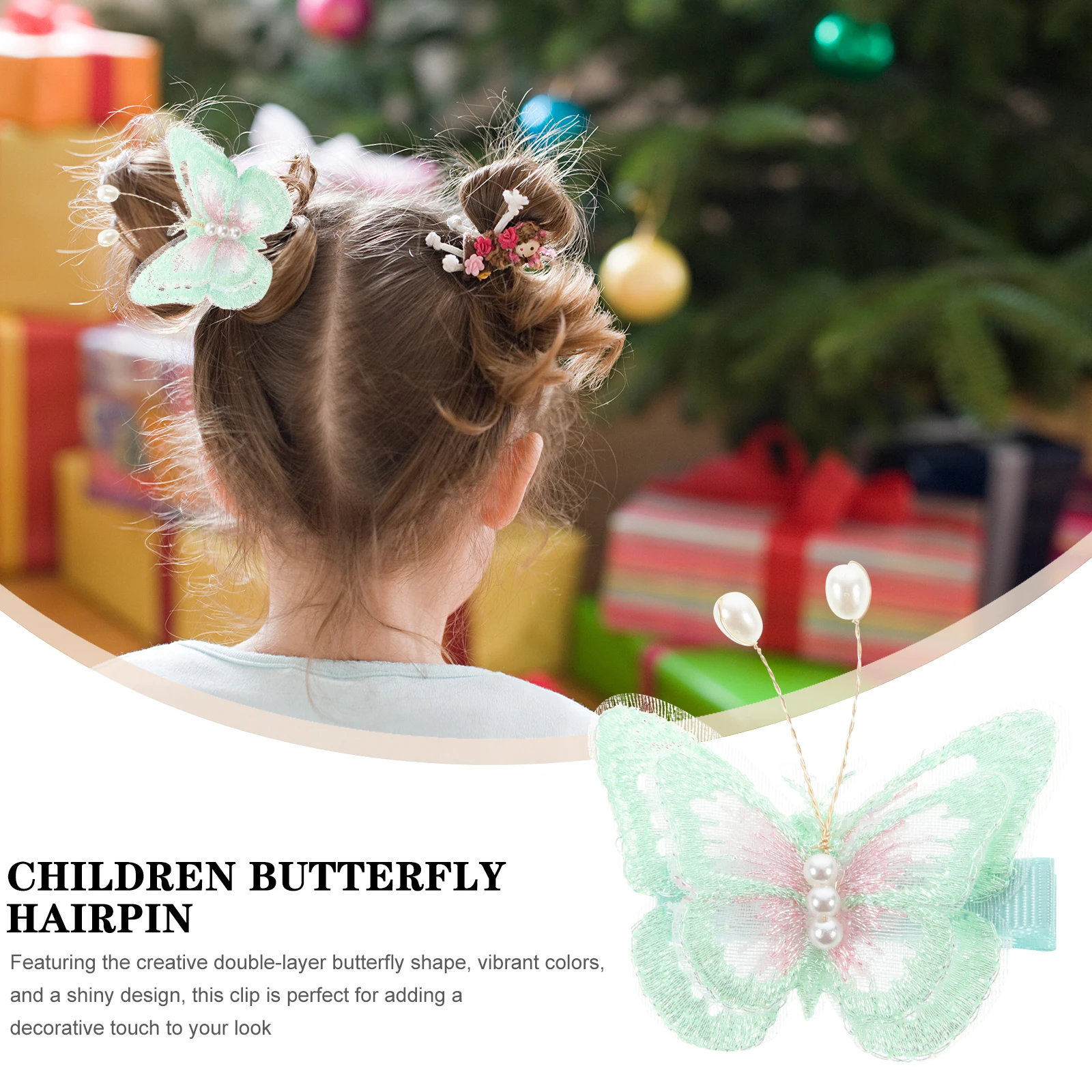 

2Pcs Butterfly Hair Clips Double-Layer Creative Cloth Hairpin Decorative for Girls Party Wedding Daily Wear Hair Accessories