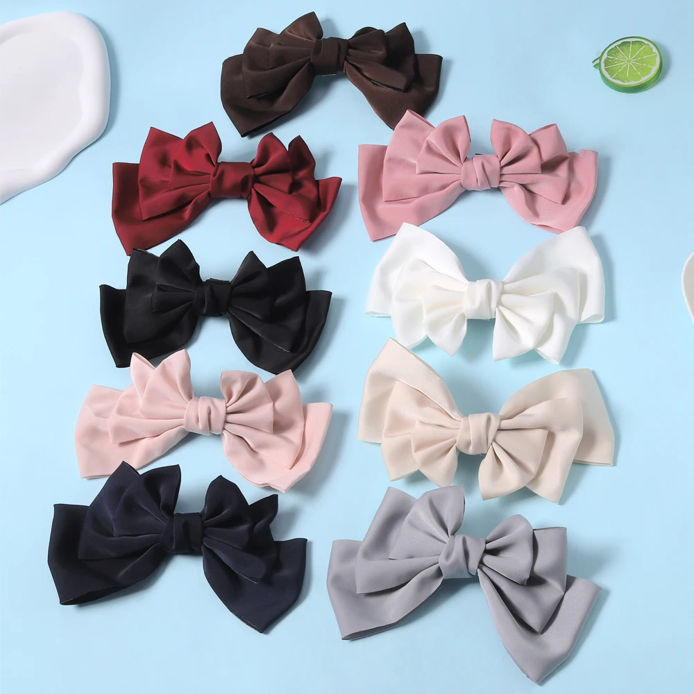 

2023New Silk Fabric Women's Bow Hair Clips Top Clip Back Of Head Sweet Graceful Ribbon Hairpin Girl Headdress Hair Accessories