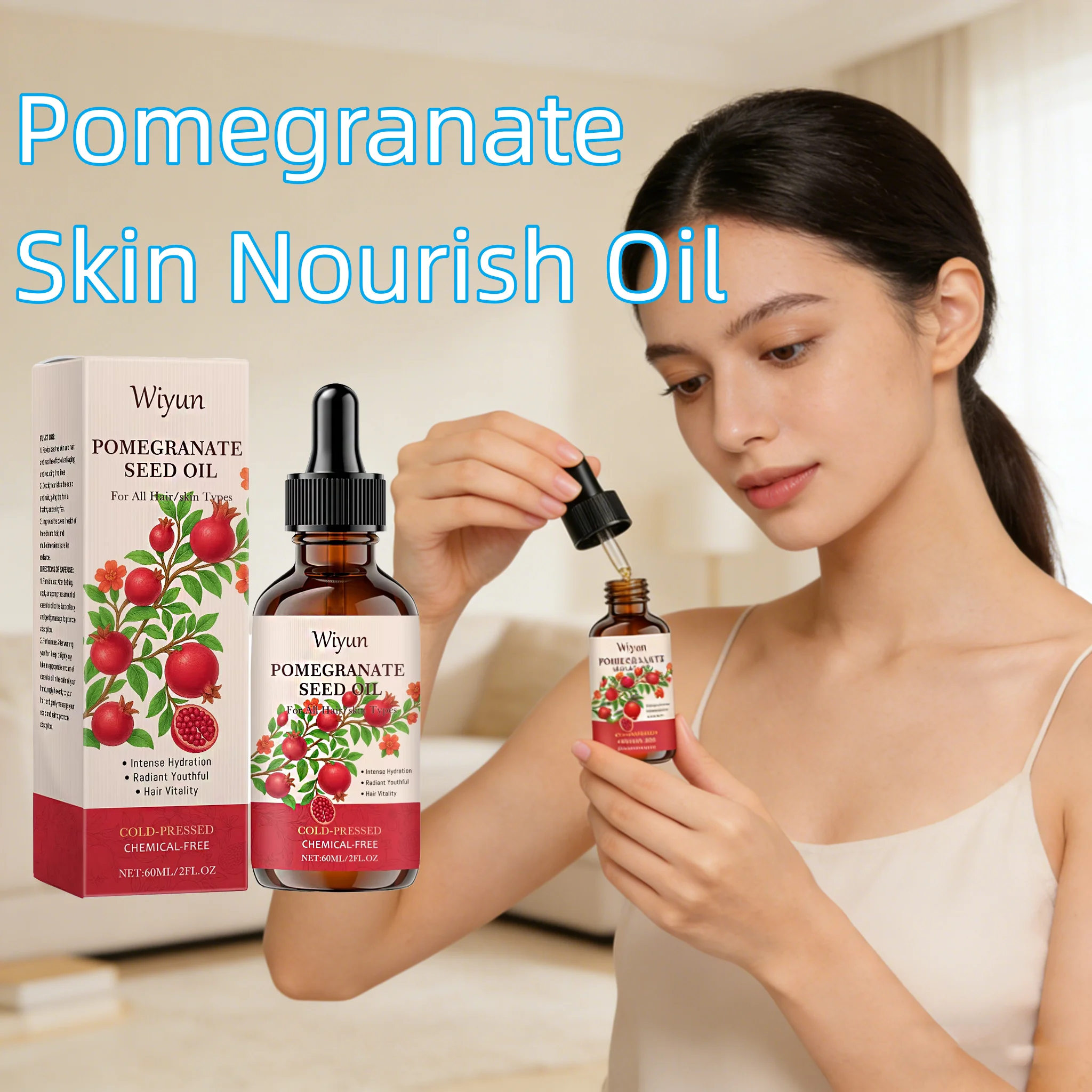 WIYUN Pomegranate Seed Body Nourish Oil Deep Hydrate Firm Skin Improve Roughness Lasting Fragrance Skin Moisturize Essential Oil