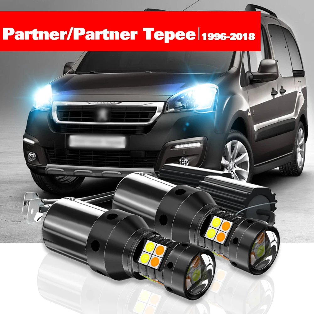 

For Peugeot Partner Tepee 1996-2018 2pcs LED Dual Mode Turn Signal+Daytime Running Light DRL 2009 2010 2011 2012 Accessories