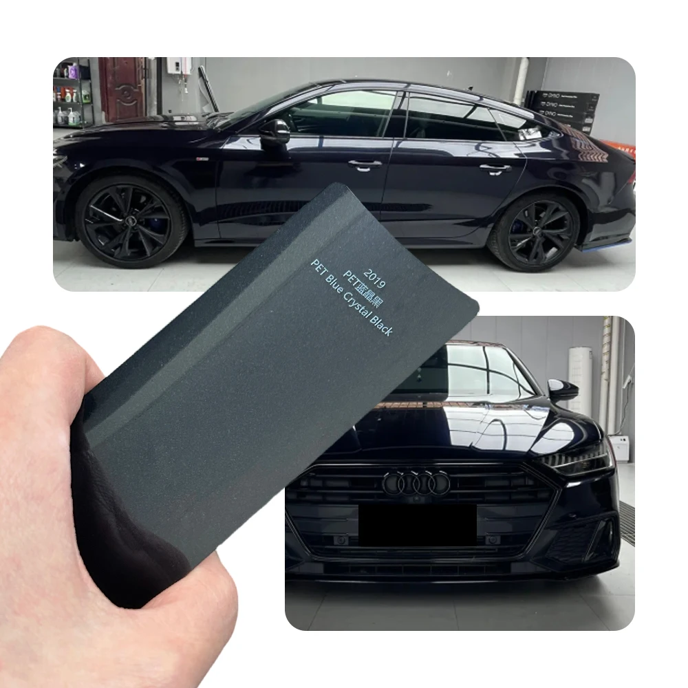 High Shine Mirror PET Blue Crystal Black Full Car Wrap Self Adhesive Bubble Free Anti Fade Wear Resistant Car Styling Film