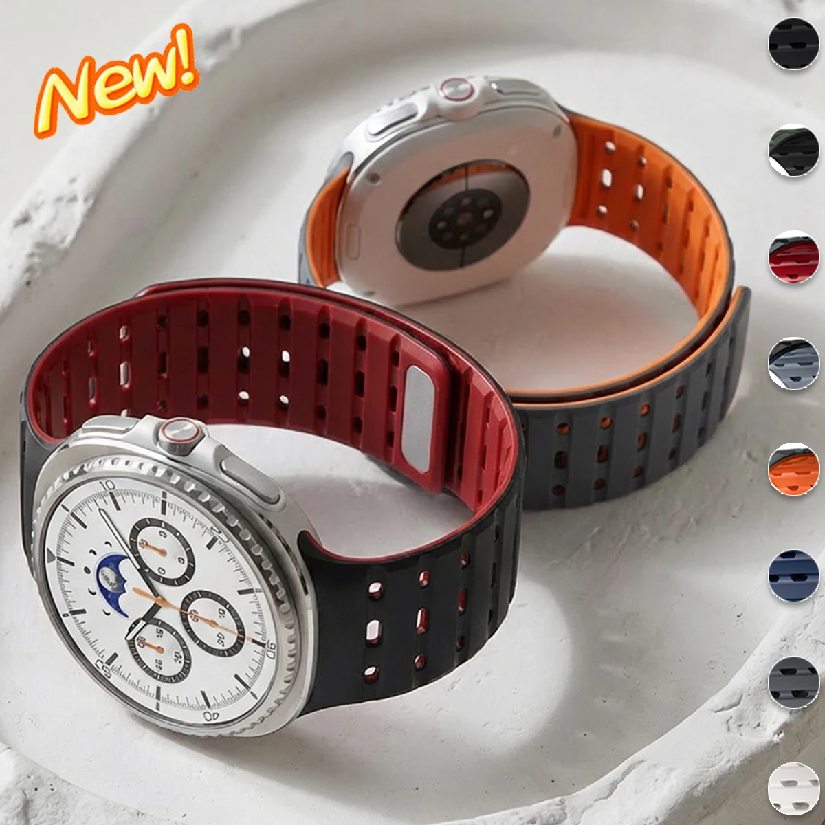 Magnetic Loop Band for Samsung Galaxy Watch 8 40mm 44mm No Gaps Silicone Sport Strap for Watch 8 Classic Curved End Bracelet