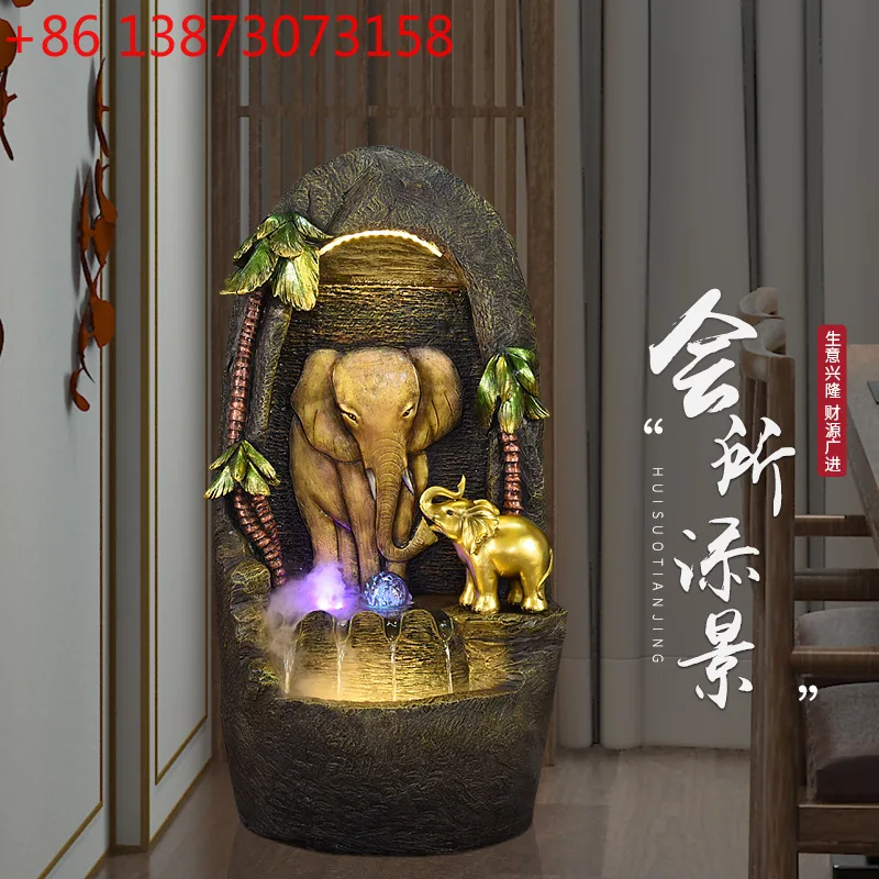 Chinese elephant living room running water fountain bonsai office clubhouse lucky feng shui wheel humidifier ornament