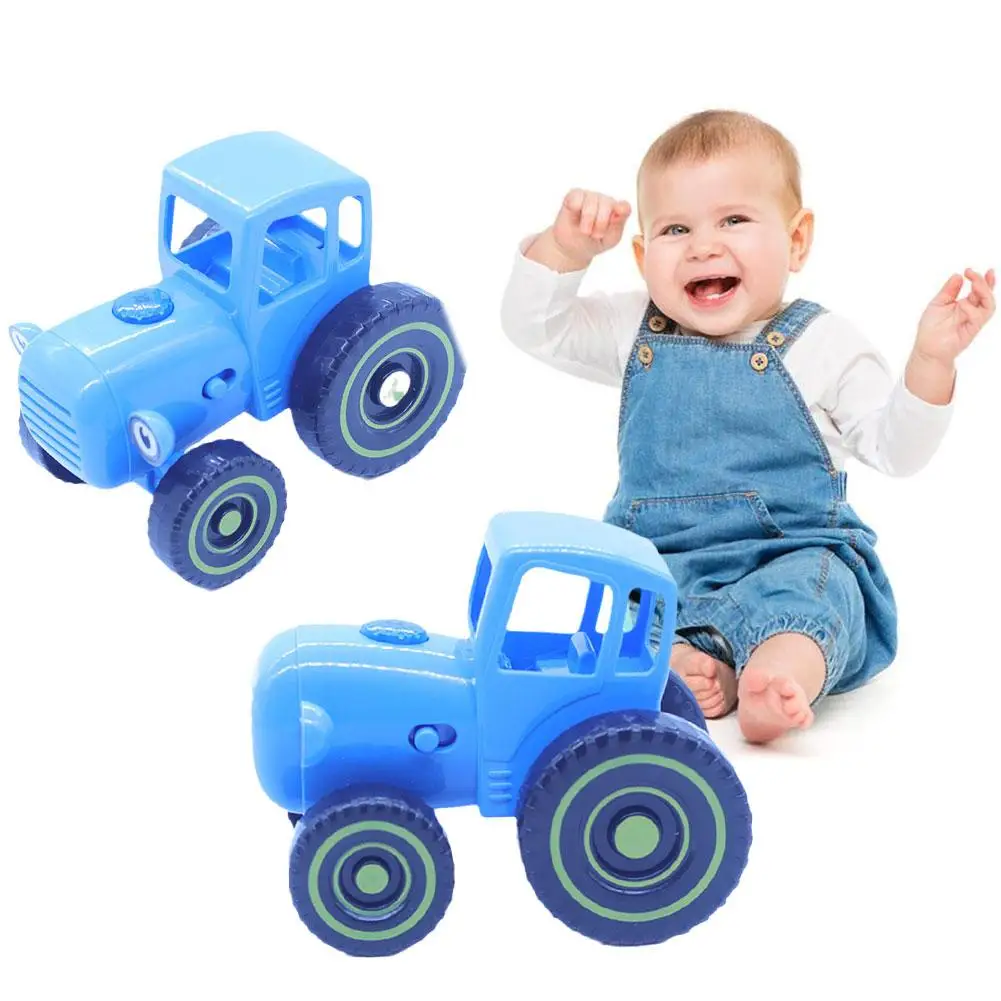 Mini Blue Tractor Car Toy With Music Educational Models For Children Birthday Gifts T3A3