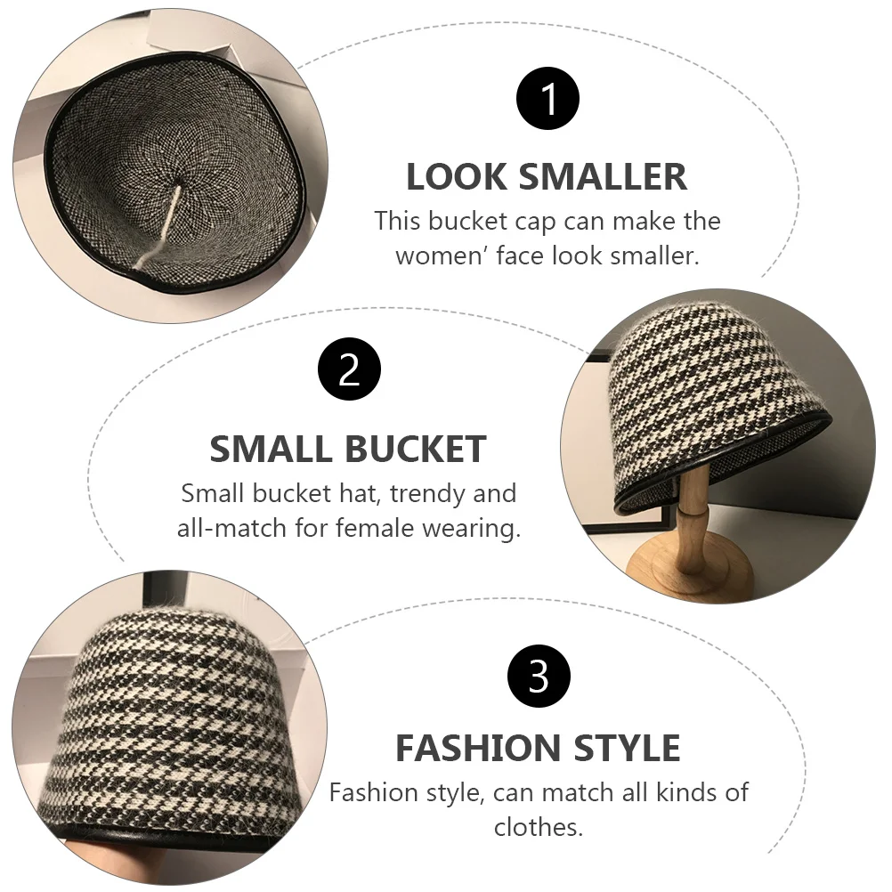 

Women Fisherman Warm Bucket Autumn Women Winter Cap Winter Black Wool Blend Windproof Breathable Sunshade Trendy