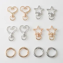 6pcs Heart Star Snap Hook Trigger Clips Buckles Lobster Clasps Clips Key Ring for DIY Keychain Lanyard Jewelry Making Accessory