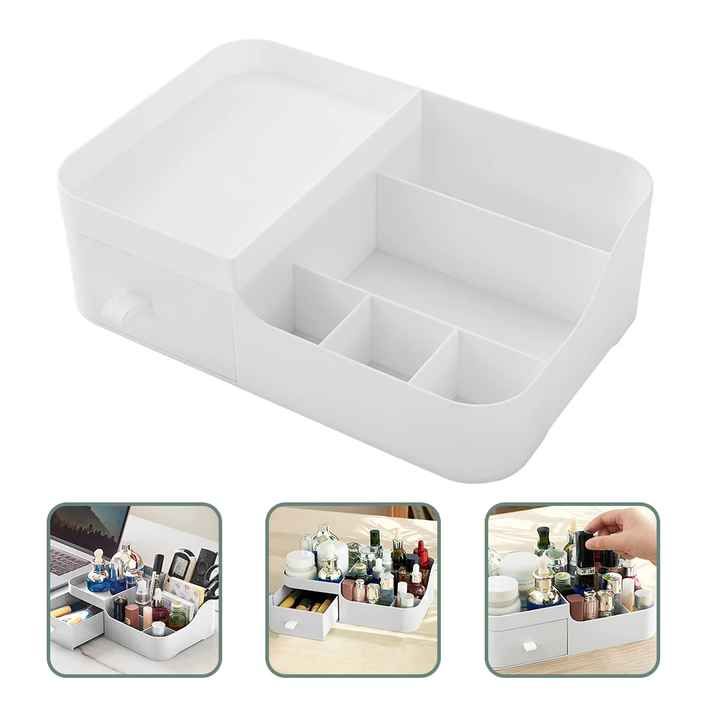 

Desktop Makeup ganizer Small White Storage Box For Lipstick Foundation Brushes Nail Polish Skin Care Bathroom Counter Top