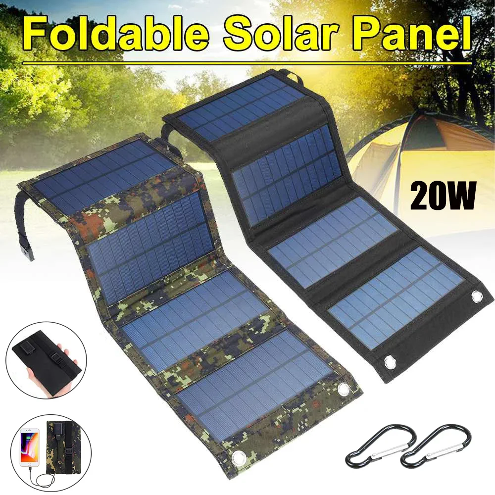 20W USB Sunpower Solar Cell Bank Bag Waterproof Panel Foldable Panel Kit Outdoor Camping Hiking Charger