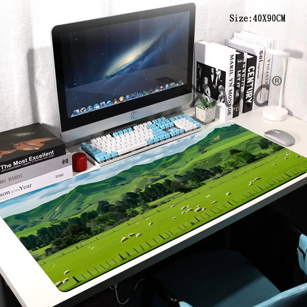 

HYBXAXC Cute Blue Sky & Grassland Scenery Mouse Pad Extended Wear-resistant Desk Pad for Students & Gamers