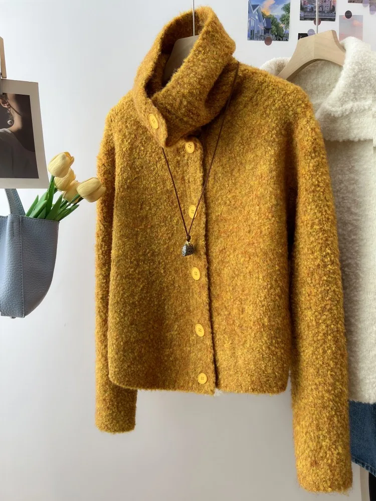 

Женская одежда, осень 2023, новинка, вязаный кардиган с пуговицами, куртка в ленивом стиле, милый модный свитер, топы