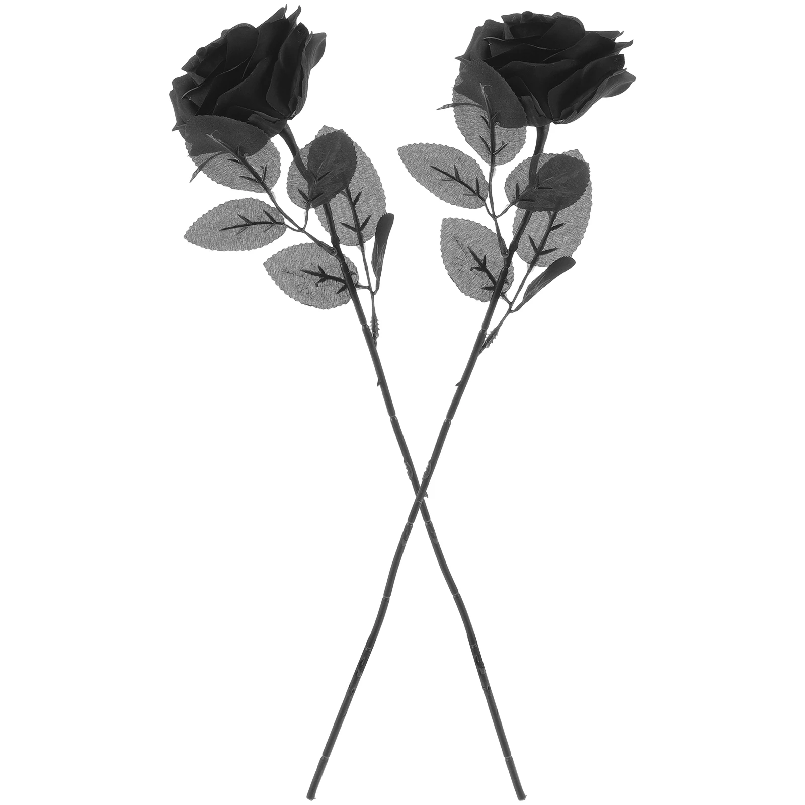 

2 Pcs Black Rose Decor Faux Flower Photography Prop VintageDark Fake Artificial Flowers Home Office Cafe