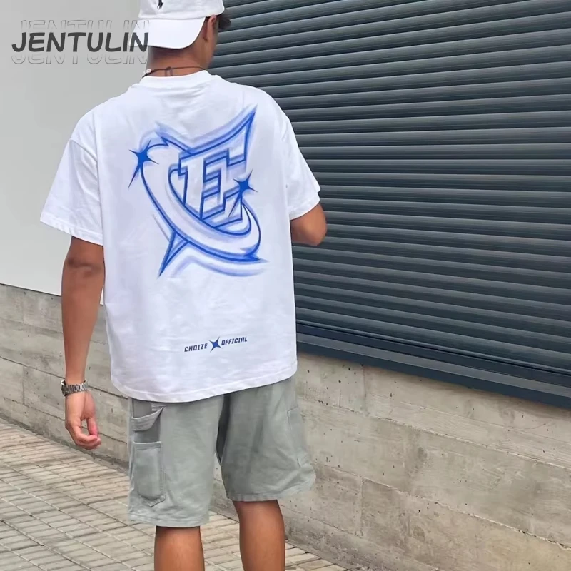 2026 New Fashion Washed Rhinestone Short-Sleeve T-Shirt, Combed Short-Sleeve T-Shirt, White Ink Direct Printing
