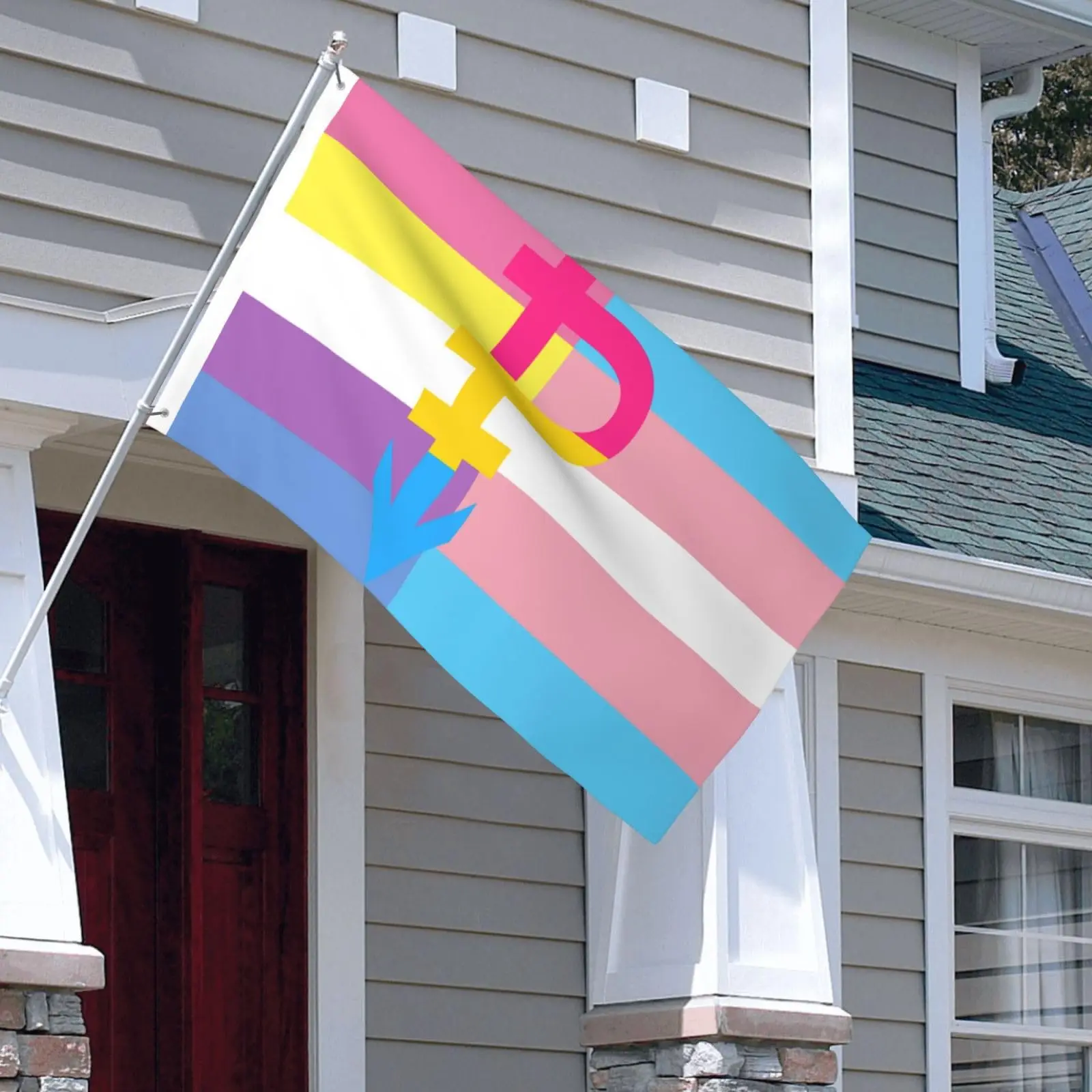 Flagnshow 100% Polyester Bigender Trans Pansexual Pride Flag