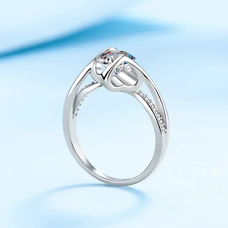 

Luxury Jewelry Women Rings PT950 Platinum Hollow Out Love Style for Lady Moissanite VVS1 DColor 1CT Round Sparkling Diamond Girl