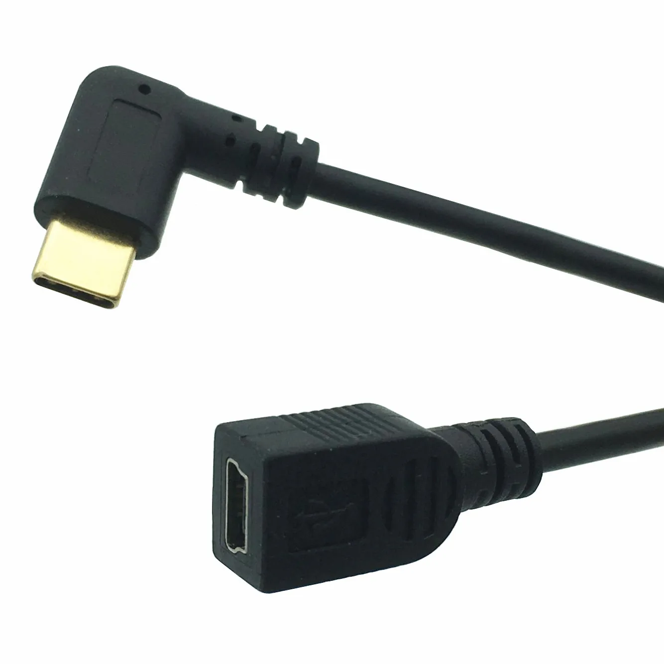 Droite/Gauche Angle USB-C Câble De Charge, Duttek USB 3.1 Type C Mâle À Micro USB OTG et Mini USB Femelle Convertisseur de Données Câble 25cm