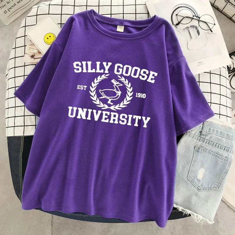 Casual Tshirt Summer Breathable Clothing Fashion Cool Tshirt Silly Goose Est 1910 University Print Womens T Shirts Creativity image 4